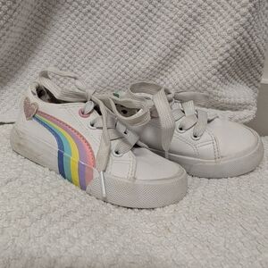 Kids Tommy Bahama White Sneakers with Rainbow Stripes